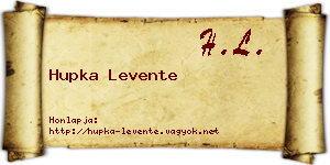 Hupka Levente névjegykártya